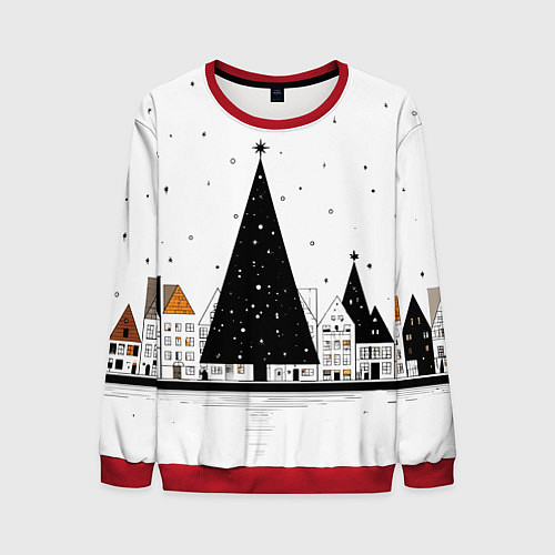 Мужской свитшот Новый год - минимализм / 3D-Красный – фото 1