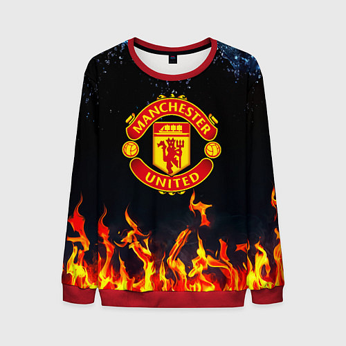 Мужской свитшот Манчестер Юнайтед лёд и огонь / 3D-Красный – фото 1