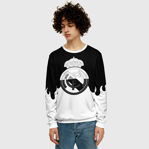 Мужской свитшот Реал Мадрид огонь белый / 3D-Белый – фото 3