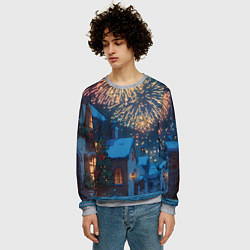 Свитшот мужской Праздничный новогодний салют, цвет: 3D-меланж — фото 2