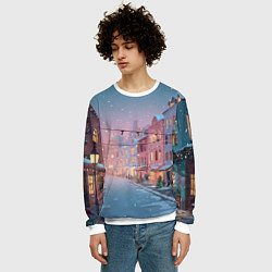 Свитшот мужской Новогодняя улица, цвет: 3D-белый — фото 2