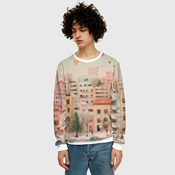 Свитшот мужской Объемный новогодний город, цвет: 3D-белый — фото 2