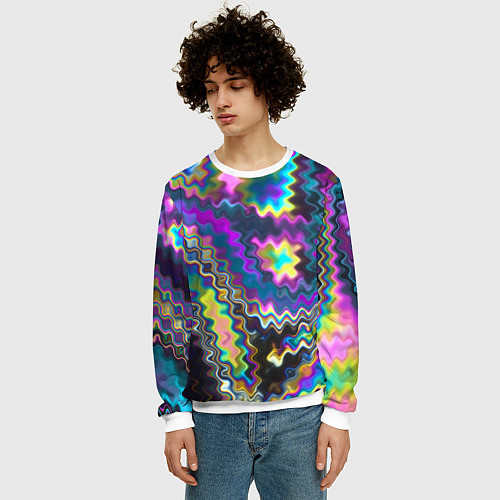 Мужской свитшот Абстракция переливы / 3D-Белый – фото 3