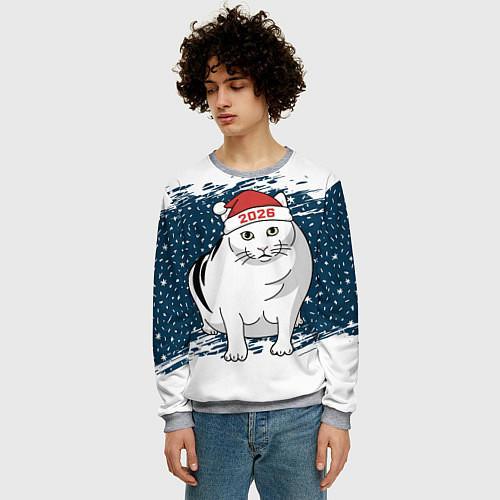 Мужской свитшот Кот Бендер - 2026 / 3D-Меланж – фото 3