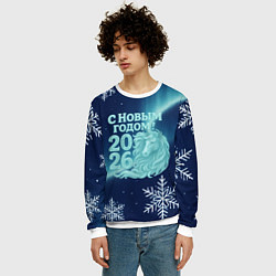 Свитшот мужской С новым годом 2026 - лошадь, цвет: 3D-белый — фото 2