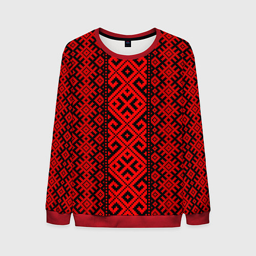 Мужской свитшот Стиль славянский орнамент / 3D-Красный – фото 1