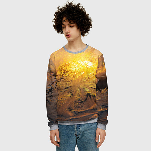 Мужской свитшот Зимний закат / 3D-Меланж – фото 3