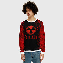 Свитшот мужской Stalker - красное на черном, цвет: 3D-белый — фото 2