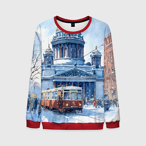 Мужской свитшот Снежный Санкт-Петербург / 3D-Красный – фото 1