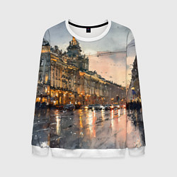 Свитшот мужской Санкт-Петербург - мокрый снег, цвет: 3D-белый