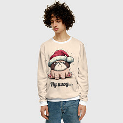 Свитшот мужской Уставший песик - ну и год, цвет: 3D-белый — фото 2