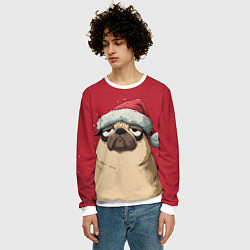Свитшот мужской Новогодний мопс, цвет: 3D-белый — фото 2