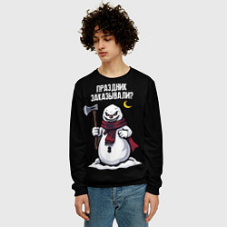 Свитшот мужской Монстр снеговик с топором, цвет: 3D-черный — фото 2