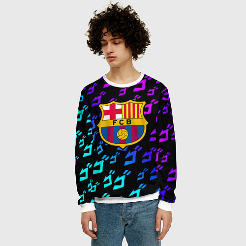 Мужской свитшот Barcelona x jojo pattern neon / 3D-Белый – фото 3