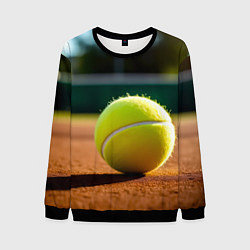 Свитшот мужской Теннисный мяч на закате, цвет: 3D-черный