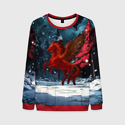 Свитшот мужской Огненная лошадь с крыльями, цвет: 3D-красный