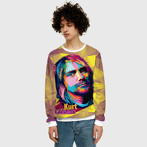 Мужской свитшот Kurt Cobain: Abstraction / 3D-Белый – фото 3