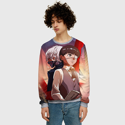 Мужской свитшот Токийский Гуль / 3D-Меланж – фото 3