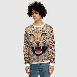 Свитшот мужской Взгляд леопарда, цвет: 3D-белый — фото 2