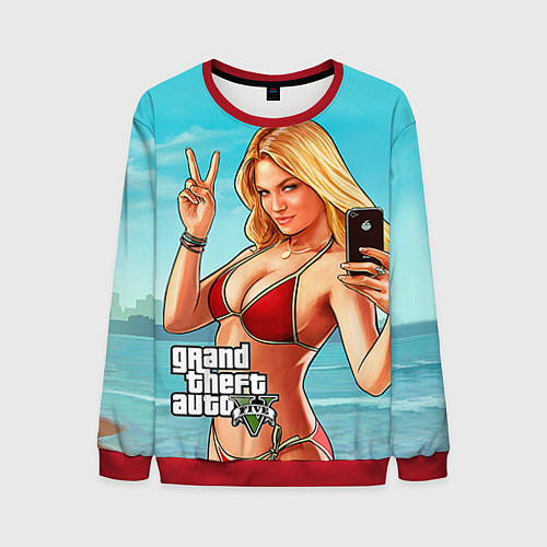Мужской свитшот GTA 5: Selfie Girl / 3D-Красный – фото 1