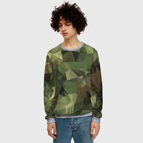 Мужской свитшот Полигональный камуфляж / 3D-Меланж – фото 3