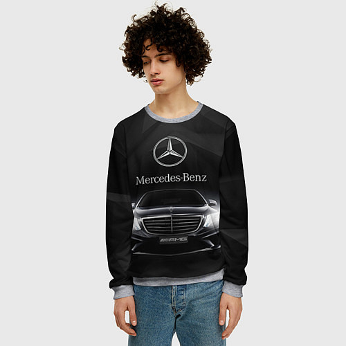 Мужской свитшот Mercedes / 3D-Меланж – фото 3