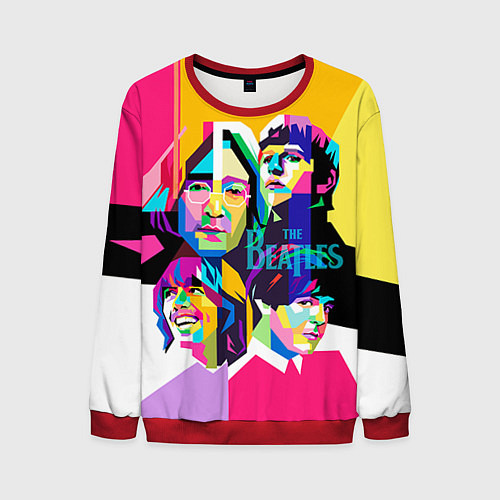 Мужской свитшот The Beatles: Poly-art / 3D-Красный – фото 1