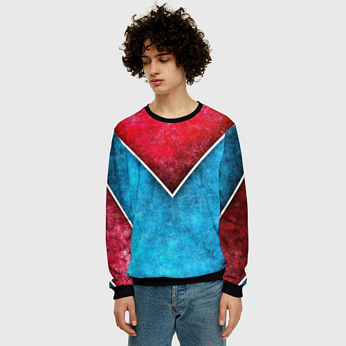 Мужской свитшот Grunge superhero line - геометрические линии / 3D-Черный – фото 3