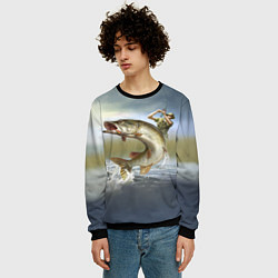 Свитшот мужской Дерзская щука, цвет: 3D-черный — фото 2