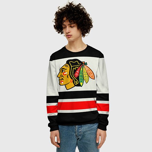 Мужской свитшот Chicago Blackhawks / 3D-Черный – фото 3