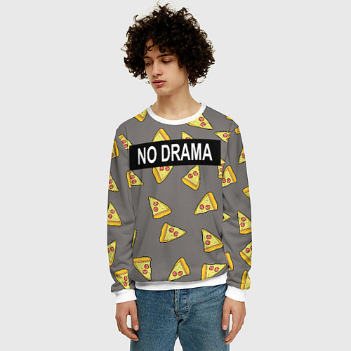 Мужской свитшот No drama / 3D-Белый – фото 3