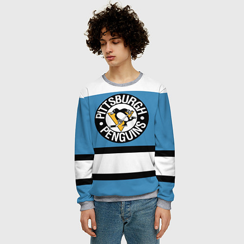 Мужской свитшот Pittsburgh Penguins: White / 3D-Меланж – фото 3