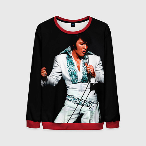 Мужской свитшот Элвис поет / 3D-Красный – фото 1