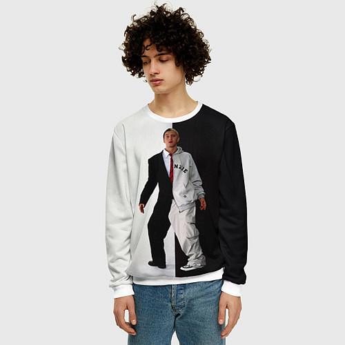 Мужской свитшот Eminem: Black & White / 3D-Белый – фото 3
