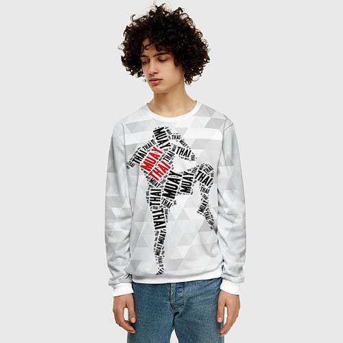 Мужской свитшот Muay thai Words / 3D-Белый – фото 3