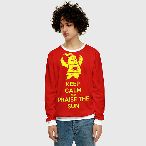 Мужской свитшот Keep Calm & Praise The Sun / 3D-Белый – фото 3