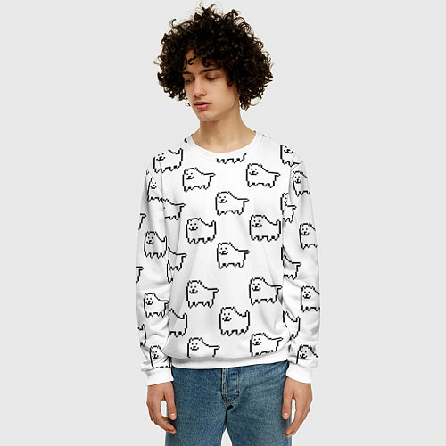 Мужской свитшот Undertale Annoying dog white / 3D-Белый – фото 3