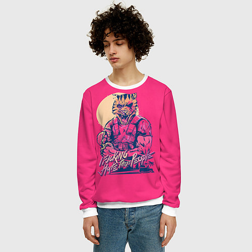 Мужской свитшот If juking hate these people / 3D-Белый – фото 3