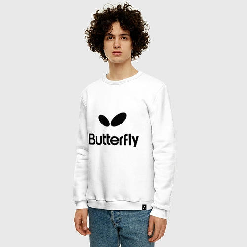 Мужской свитшот Butterfly Logo / Белый – фото 3