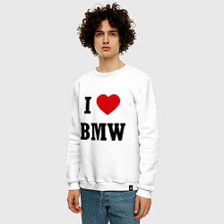 Свитшот хлопковый мужской I love BMW, цвет: белый — фото 2