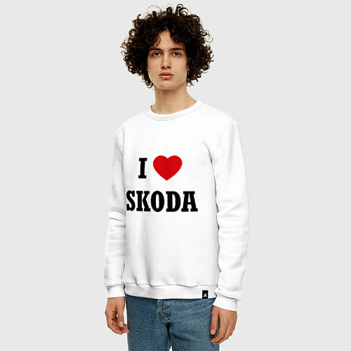 Мужской свитшот I love Skoda / Белый – фото 3