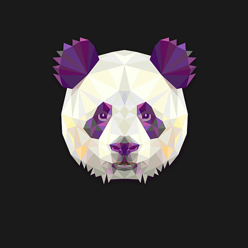 Мужской свитшот Полигональная панда / Черный – фото 3