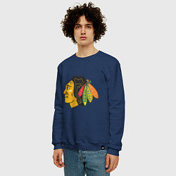 Свитшот хлопковый мужской Chicago Blackhawks, цвет: тёмно-синий — фото 2