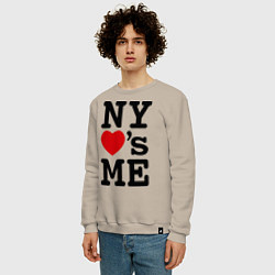 Свитшот хлопковый мужской NY loves me, цвет: миндальный — фото 2