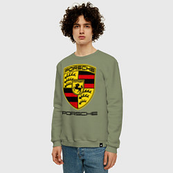 Свитшот хлопковый мужской Porsche Stuttgart, цвет: авокадо — фото 2