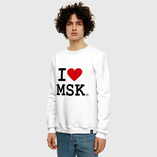 Мужской свитшот I love MSK / Белый – фото 3