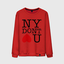 Свитшот хлопковый мужской NY don't love you, цвет: красный