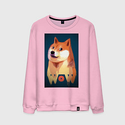 Свитшот хлопковый мужской Wow Doge, цвет: светло-розовый
