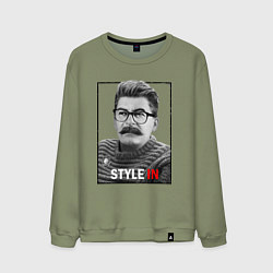 Свитшот хлопковый мужской Stalin: Style in, цвет: авокадо