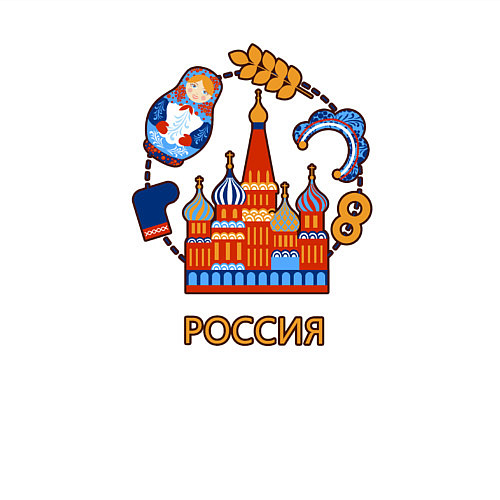 Мужской свитшот Россия: матрешка, да валенки / Белый – фото 3